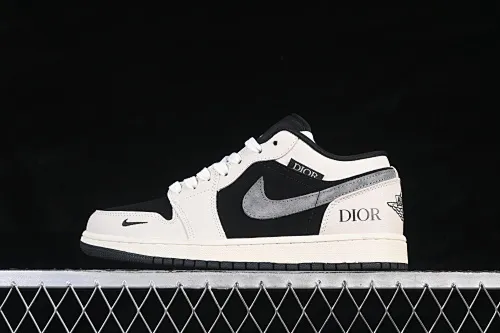 All categories Air Jordan Jordan series basketball shoes Air Jordan 1 Low High-end customized low-top sneakers Air Jordan 1 Low AJ1 Joe 1 Dior joint black and gray high-end customized low-top retro basketball shoes LD8888-012